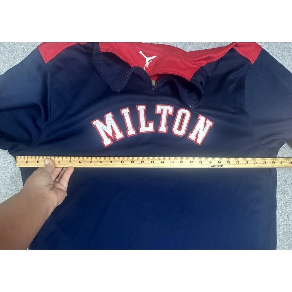 Milton Quarter Zip Pullover Mens 2XL Navy Red Jordan Nike Team Sports Warmup